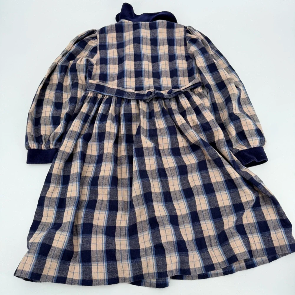 Vintage 90s Horse Plaid Kids Dress Rebecca Raggs Originals Girls 6X